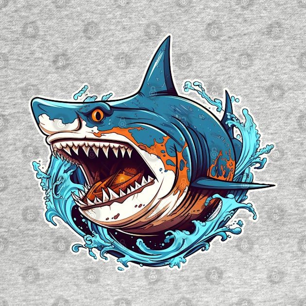 Shark Bite Powerful Shark gliding through the water by GAMAS Threads